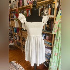White Ruffle Sleeve Dress